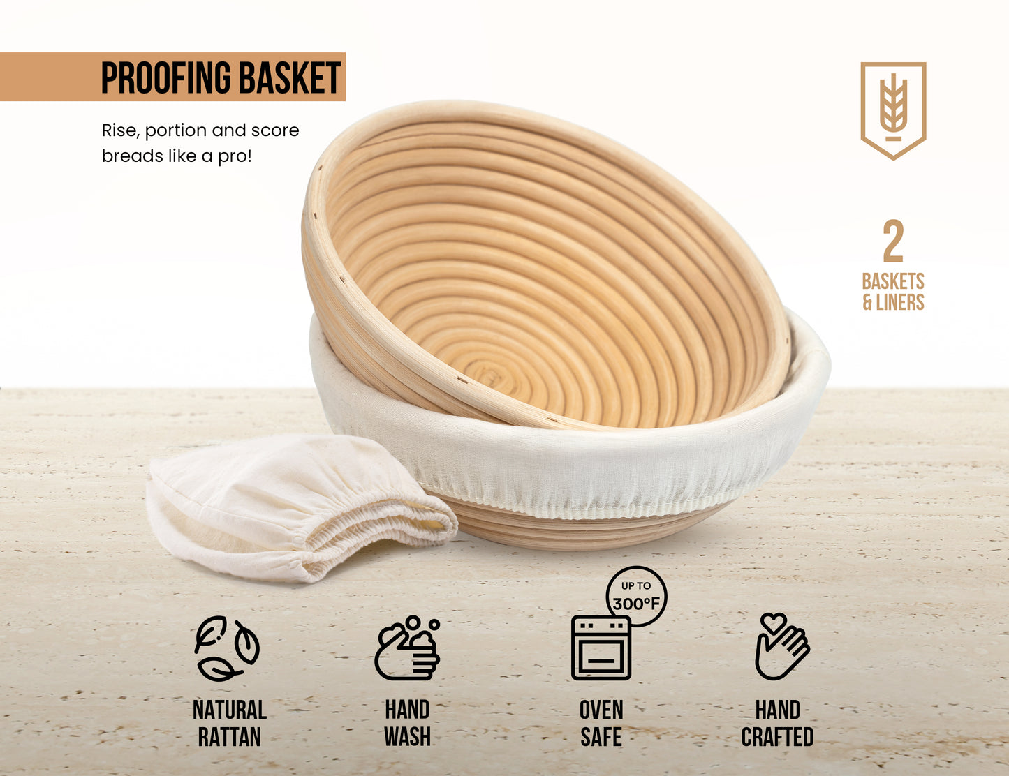 ROUND PROOFING BASKETS AND LINERS