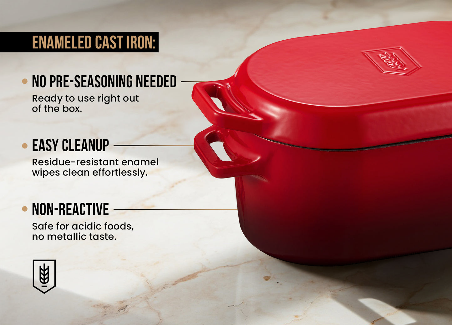 OBLONG DUTCH OVEN, CHERRY RED