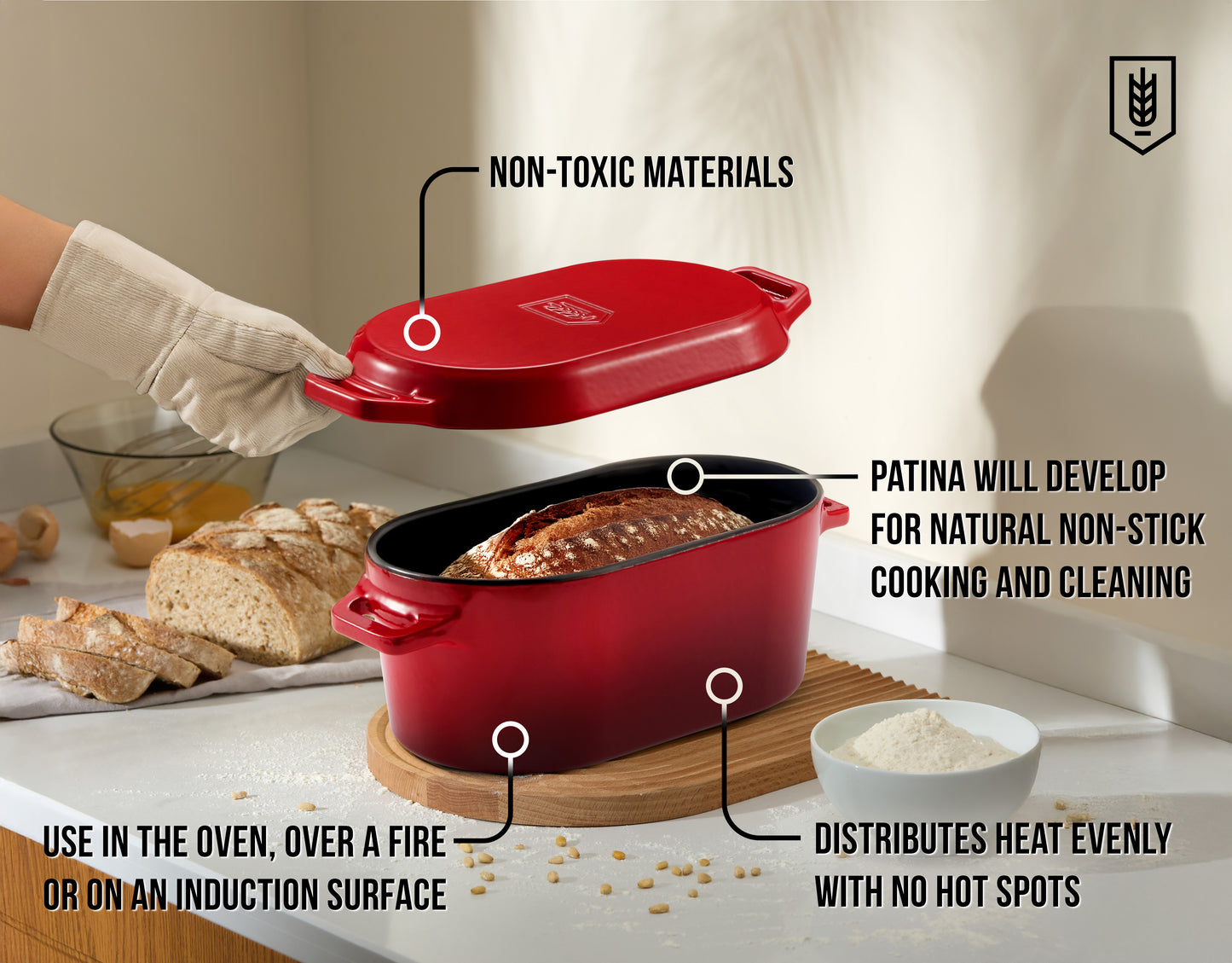 OBLONG DUTCH OVEN, CHERRY RED