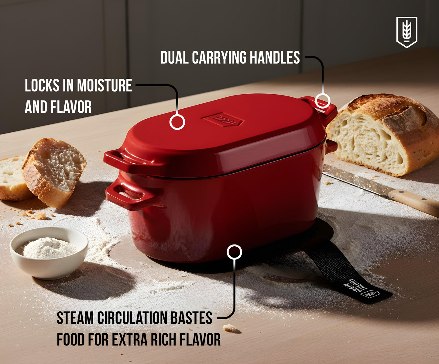 OBLONG DUTCH OVEN, CHERRY RED