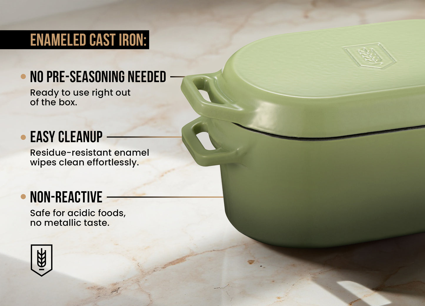 OBLONG DUTCH OVEN, SAGE GREEN