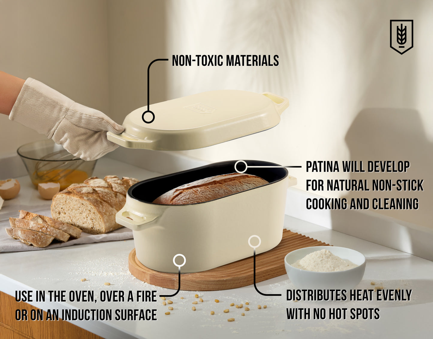 OBLONG DUTCH OVEN, IVORY