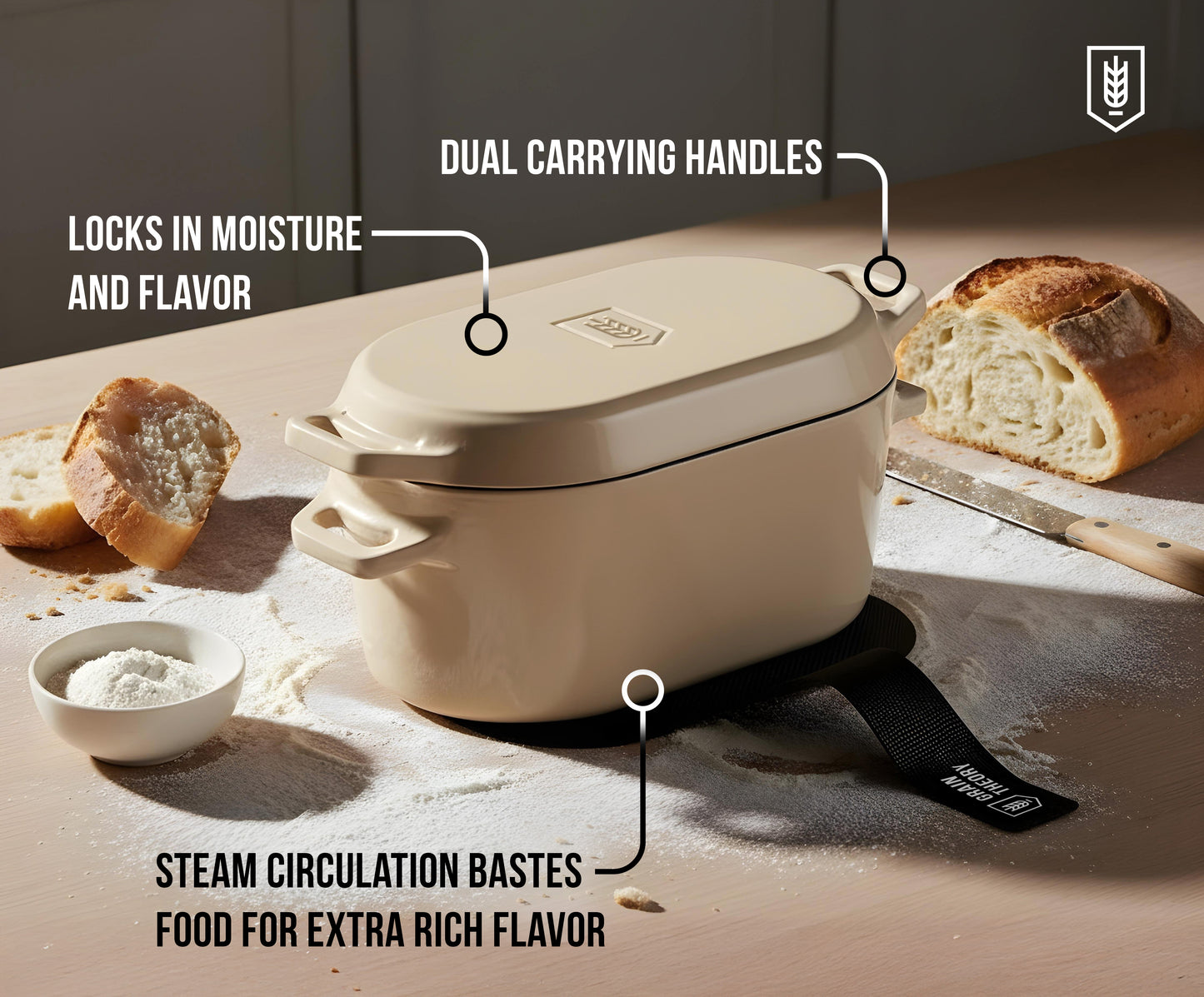 OBLONG DUTCH OVEN, IVORY